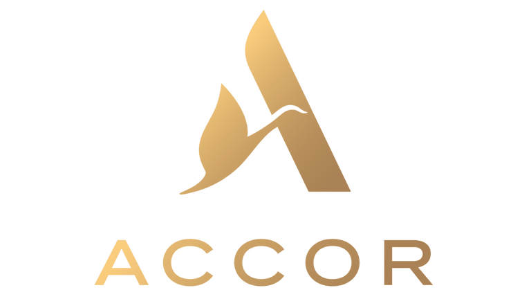 the accor logo on a black background
